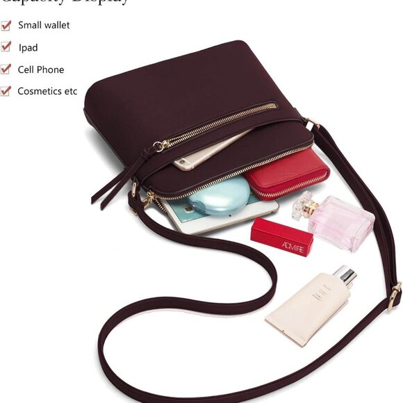 Small Crossbody Bag, Dome Shoulder Bag with Zipper Pocket Adjustable Strap - Picture 4 of 6
